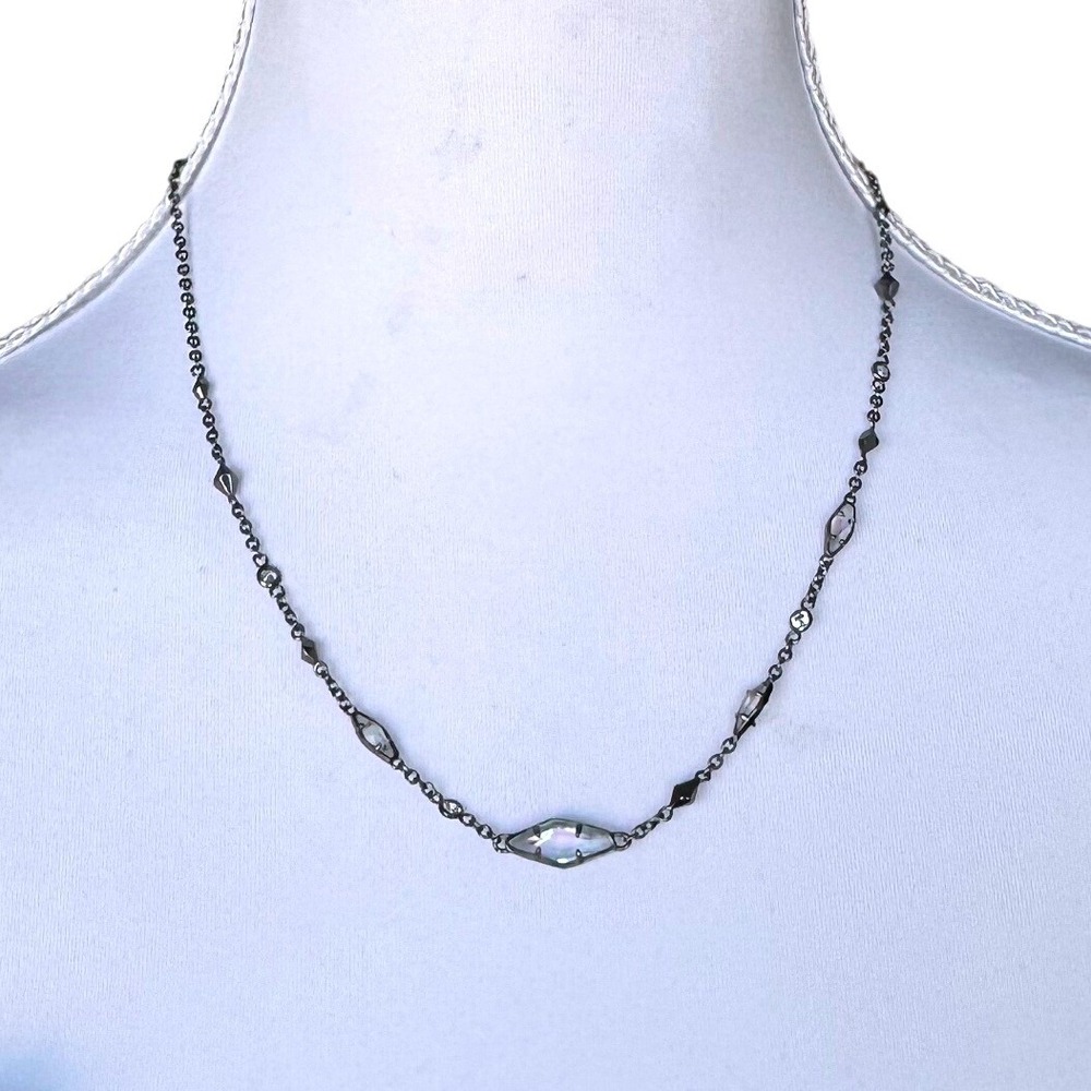 Kendra Scott Deborah Adjustable Necklace Gunmetal Crystal Choker Whimsigoth
